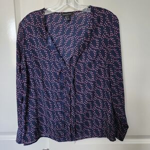 Banana Republic Dark Blue and Pink Button Down Shirt